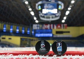 SPISSKA NOVA VES, SLOVAKIA - APRIL 17: Official game pucks to be used during the USA vs Czech Republic preliminary round game at the 2017 IIHF Ice Hockey U18 World Championship. (Photo by Steve Kingsman/HHOF-IIHF Images)


